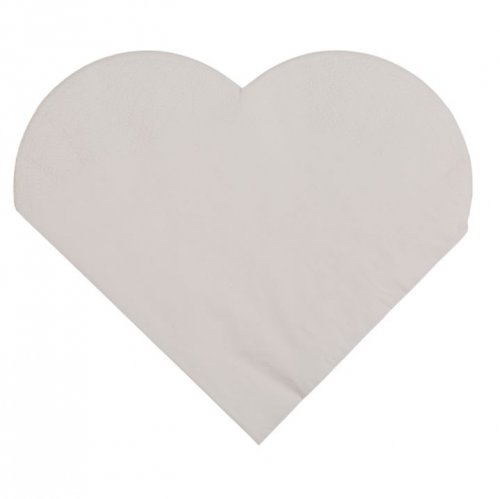 Weiße Papierservietten 16,5x16,5 cm in Herzform